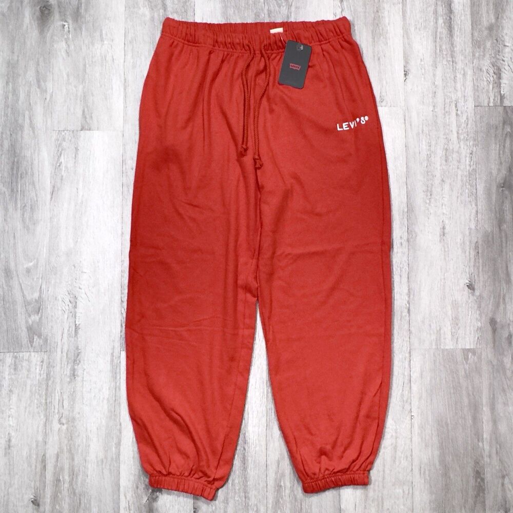 Levi’s Women’s 1X NWT Plus Size Red Drawing Cotton Blend Jogger Sweatpants New